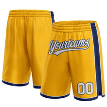 Laden Sie das Bild in den Galerie-Viewer, Custom Gold White-Navy Authentic Basketball Shorts
