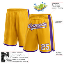 Laden Sie das Bild in den Galerie-Viewer, Custom Gold White-Purple Authentic Basketball Shorts
