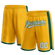 Laden Sie das Bild in den Galerie-Viewer, Custom Gold White-Green Authentic Basketball Shorts
