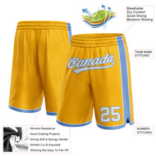 Load image into Gallery viewer, Custom Gold White-Light Blue Authentic Basketball Shorts
