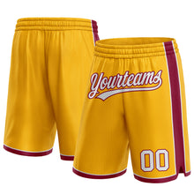 Laden Sie das Bild in den Galerie-Viewer, Custom Gold White-Maroon Authentic Basketball Shorts
