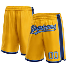 Laden Sie das Bild in den Galerie-Viewer, Custom Gold Light Blue-Navy Authentic Basketball Shorts

