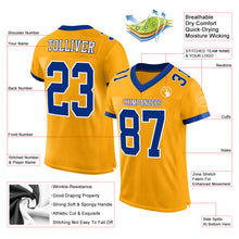 Load image into Gallery viewer, Custom Gold Royal-White Mesh Authentic Football Jersey
