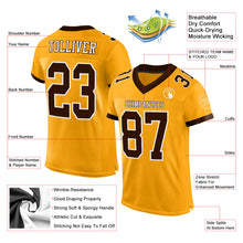 Load image into Gallery viewer, Custom Gold Brown-White Mesh Authentic Football Jersey

