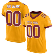 Load image into Gallery viewer, Custom Gold Burgundy-White Mesh Authentic Football Jersey
