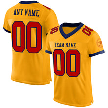 Load image into Gallery viewer, Custom Gold Red-Navy Mesh Authentic Football Jersey
