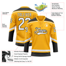 Laden Sie das Bild in den Galerie-Viewer, Custom Gold White-Black Hockey Lace Neck Jersey
