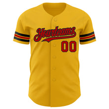 Load image into Gallery viewer, Custom Gold Red-Black Authentic Baseball Jersey
