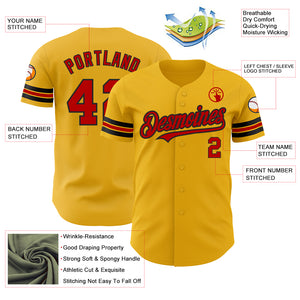 Custom Gold Red-Black Authentic Baseball Jersey