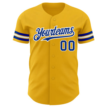 Custom Gold Royal-White Authentic Baseball Jersey