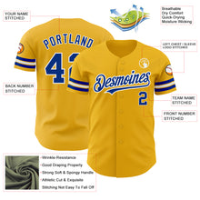 Load image into Gallery viewer, Custom Gold Royal-White Authentic Baseball Jersey

