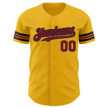 Load image into Gallery viewer, Custom Gold Crimson-Black Authentic Baseball Jersey
