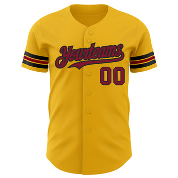 Custom Gold Crimson-Black Authentic Baseball Jersey