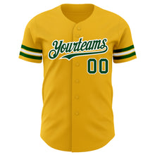Laden Sie das Bild in den Galerie-Viewer, Custom Gold Green-White Authentic Baseball Jersey
