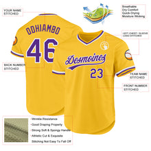 Laden Sie das Bild in den Galerie-Viewer, Custom Gold Purple-White Authentic Throwback Baseball Jersey
