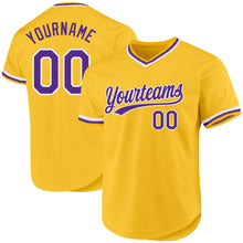 Charger l&#39;image dans la galerie, Custom Gold Purple-White Authentic Throwback Baseball Jersey
