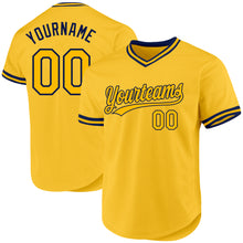 Charger l&#39;image dans la galerie, Custom Gold Navy Authentic Throwback Baseball Jersey
