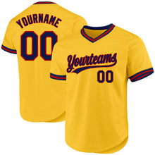 Charger l&#39;image dans la galerie, Custom Gold Navy-Red Authentic Throwback Baseball Jersey
