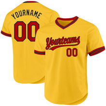 Charger l&#39;image dans la galerie, Custom Gold Red-Black Authentic Throwback Baseball Jersey
