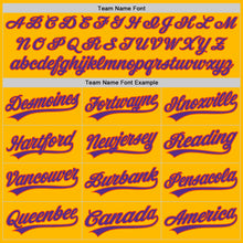 Load image into Gallery viewer, Custom Gold Purple-Orange Authentic Throwback Baseball Jersey
