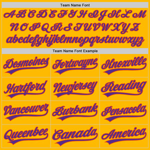 Custom Gold Purple-Orange Authentic Throwback Baseball Jersey