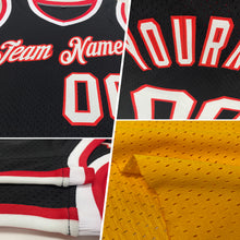 Load image into Gallery viewer, Custom Gold Navy-White Authentic Throwback Basketball Jersey
