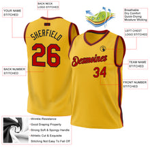 Load image into Gallery viewer, Custom Gold Red-Black Authentic Throwback Basketball Jersey
