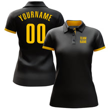 Laden Sie das Bild in den Galerie-Viewer, Custom Black Yellow Performance Golf Polo Shirt
