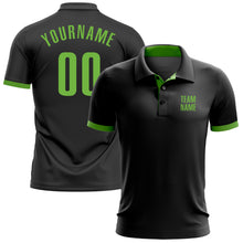 Laden Sie das Bild in den Galerie-Viewer, Custom Black Neon Green Performance Golf Polo Shirt

