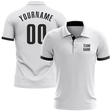Laden Sie das Bild in den Galerie-Viewer, Custom White Black Performance Golf Polo Shirt
