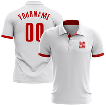 Laden Sie das Bild in den Galerie-Viewer, Custom White Red Performance Golf Polo Shirt
