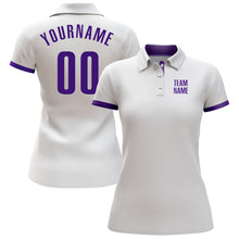 Laden Sie das Bild in den Galerie-Viewer, Custom White Purple Performance Golf Polo Shirt
