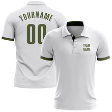 Laden Sie das Bild in den Galerie-Viewer, Custom White Olive Performance Golf Polo Shirt
