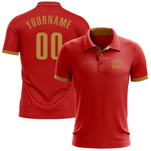 Load image into Gallery viewer, Custom Red Old Gold Performance Golf Polo Shirt
