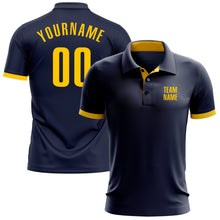 Laden Sie das Bild in den Galerie-Viewer, Custom Navy Yellow  Performance Golf Polo Shirt
