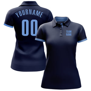 Custom Navy Light Blue Performance Golf Polo Shirt