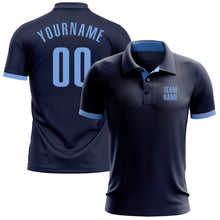 Laden Sie das Bild in den Galerie-Viewer, Custom Navy Light Blue Performance Golf Polo Shirt
