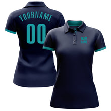 Laden Sie das Bild in den Galerie-Viewer, Custom Navy Aqua Performance Golf Polo Shirt
