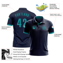 Laden Sie das Bild in den Galerie-Viewer, Custom Navy Aqua Performance Golf Polo Shirt
