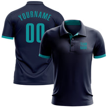 Laden Sie das Bild in den Galerie-Viewer, Custom Navy Aqua Performance Golf Polo Shirt
