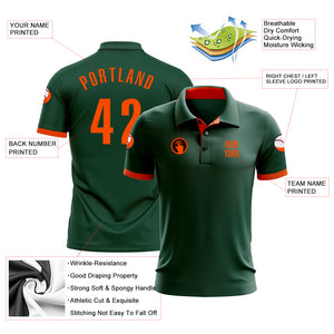 Custom Green Orange Performance Golf Polo Shirt