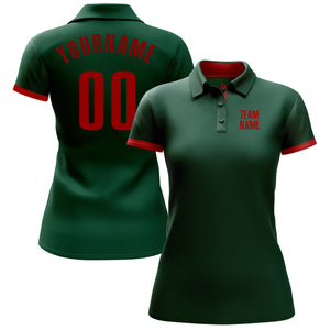 Custom Green Red Performance Golf Polo Shirt