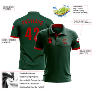 Custom Green Red Performance Golf Polo Shirt