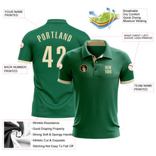 Laden Sie das Bild in den Galerie-Viewer, Custom Kelly Green Cream Performance Golf Polo Shirt
