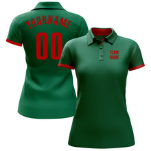 Laden Sie das Bild in den Galerie-Viewer, Custom Kelly Green Red Performance Golf Polo Shirt
