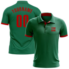 Load image into Gallery viewer, Custom Kelly Green Red Performance Golf Polo Shirt
