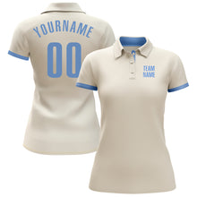 Load image into Gallery viewer, Custom Cream Light Blue Performance Golf Polo Shirt
