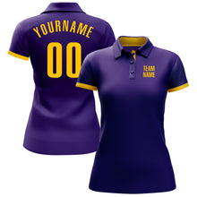 Load image into Gallery viewer, Custom Purple Yellow Performance Golf Polo Shirt
