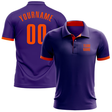 Custom Purple Orange Performance Golf Polo Shirt