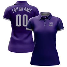 Load image into Gallery viewer, Custom Purple Gray Performance Golf Polo Shirt
